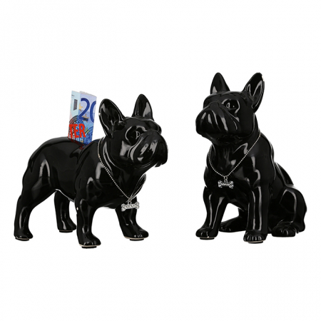 Accesorii - Set 2 pusculite Bulli, ceramica, negru, 11x17.5 cm, 15.5x19 cm