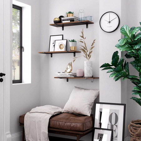 Set 2 rafturi pentru perete, MDF, 60x20x15cm [3]