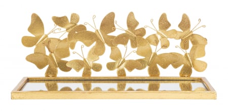 Set 2 rafturi suspendate Butterflies, Fier/MDF/Oglinda, Auriu, 16.5x43x19.2 cm [6]