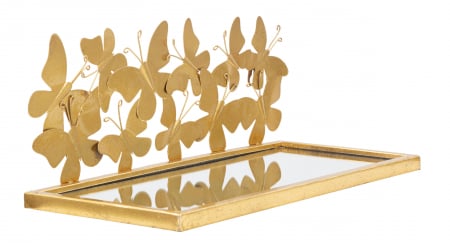 Set 2 rafturi suspendate Butterflies, Fier/MDF/Oglinda, Auriu, 16.5x43x19.2 cm [4]