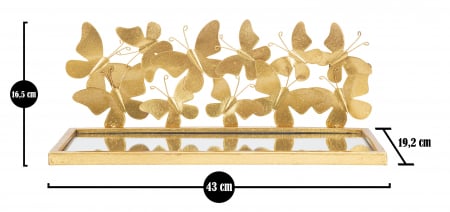 Set 2 rafturi suspendate Butterflies, Fier/MDF/Oglinda, Auriu, 16.5x43x19.2 cm [7]