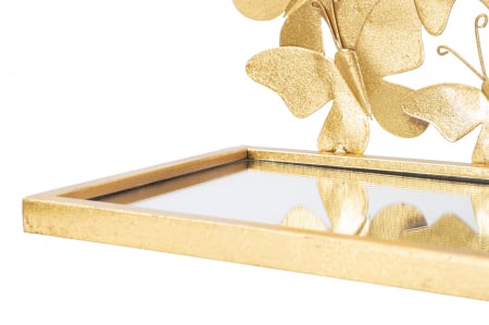 Set 2 rafturi suspendate Butterflies, Fier/MDF/Oglinda, Auriu, 16.5x43x19.2 cm [2]