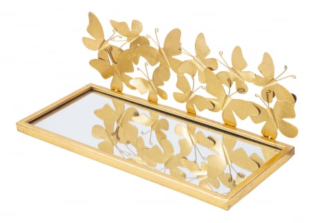 Set 2 rafturi suspendate Butterflies, Fier/MDF/Oglinda, Auriu, 16.5x43x19.2 cm [5]