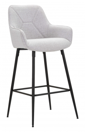 SALE % - Set 2 scaune de bar Grey, Lemn/Metal/Fibre sintetice, Gri/Negru, 109x55x55 cm