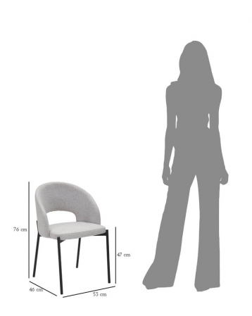 Set 2 scaune Helsinki, Lemn/Metal/Fibre sintetice, Gri/Negru, 80x51x53 cm [10]