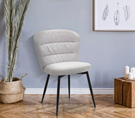 Set 2 scaune Losanna, Lemn/Metal/Fibre sintetice, Gri/Negru, 85x58x60.5 cm [8]