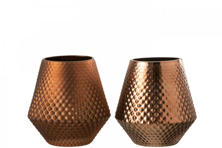 Set 2 suporturi Cari, Sticla, Copper, 17x17x18 cm Suporturi lumanari - Set 2 suporturi Cari, Sticla, Copper, 17x17x18 cm