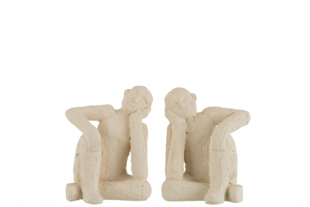 FIGURINE - Set 2 suporturi carti, Ciment, Alb, 10x24x17.5