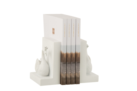 Set 2 suporturi carti, Compozit, Alb, 7x11x14 [1]