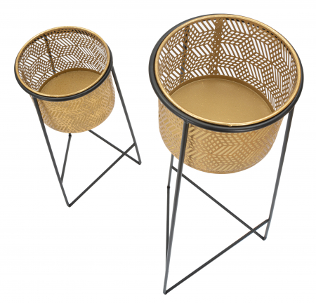 Set 2 suporturi flori COUPLE EXY, Metal, Auriu/Negru, 37x76 - 27x51 cm [4]