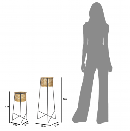 Set 2 suporturi flori COUPLE EXY, Metal, Auriu/Negru, 37x76 - 27x51 cm [5]