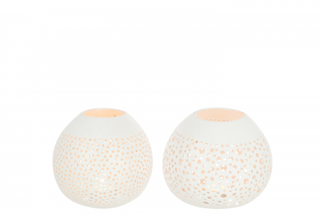 Set 2 suporturi lumanare Coconut, Rattan/Bambus, Alb, 27.5x14.5x12 cm [1]