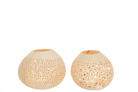 Set 2 suporturi lumanare Coconut, Rattan/Bambus, Natural, 14x14x11.5 cm [1]