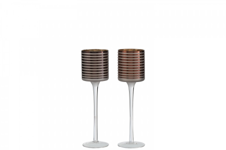 Set 2 suporturi lumanare Holder, Sticla, Maro, 7x7x25 cm [1]