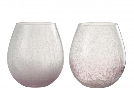 SALE % - Set 2 suporturi lumanari Craquelure, Sticla, Mov, 19x19x21 cm