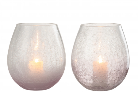 Set 2 suporturi lumanari Craquelure, Sticla, Mov, 19x19x21 cm [1]