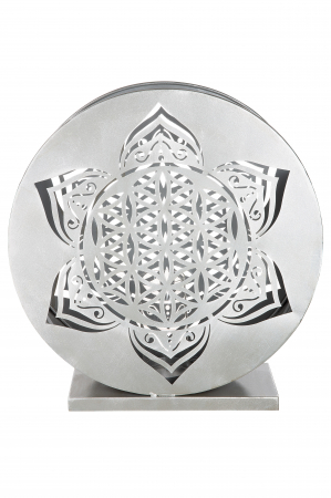 Set 2 suporturi lumanari Mandala, Metal, Argintiu, 13 cm [3]