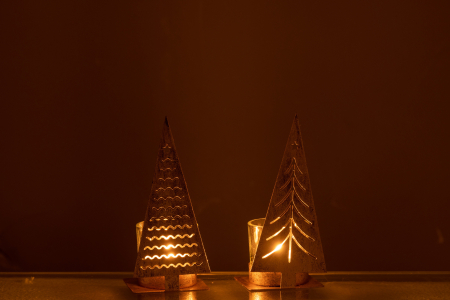 Set 2 suporturi lumanari, Metal, Auriu, 15x6.5x6 [2]