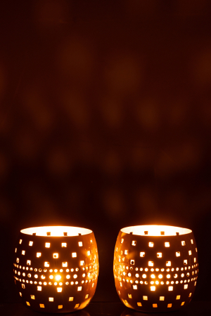 Set 2 suporturi lumanari, Metal , Roz, 10x10x10 [3]