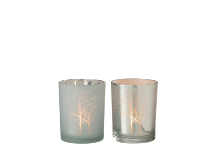 Set 2 suporturi lumanari, Sticla, Alb, 10.5x10.5x12.5 [2]