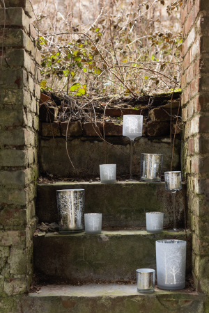 SALE % - Set 2 suporturi lumanari, Sticla, Alb, 10.5x10.5x12.5