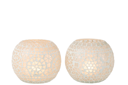 Set 2 suporturi lumanari, Sticla, Alb, 11x11x9 [1]