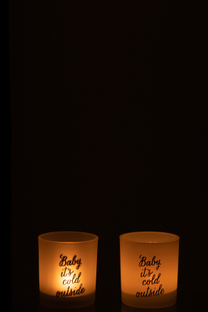 Set 2 suporturi lumanari, Sticla, Alb, 7x7x8 [3]