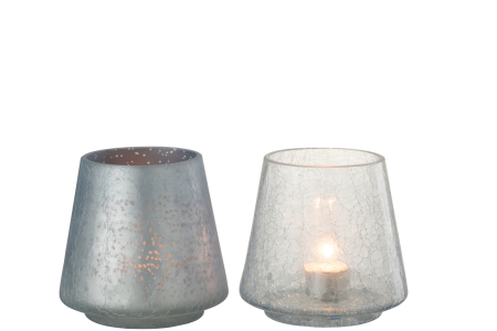 Set 2 suporturi lumanari, Sticla, Albastru, 12x12x14.5 [2]