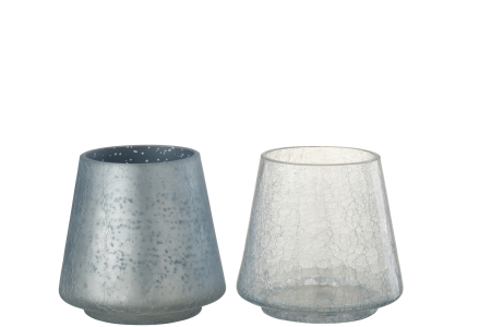 Set 2 suporturi lumanari, Sticla, Albastru, 12x12x14.5 [1]