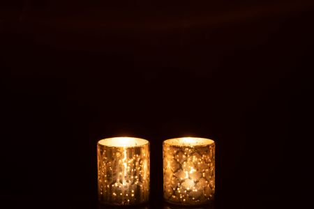 Set 2 suporturi lumanari, Sticla, Argintiu, 8x8x9.5 [3]