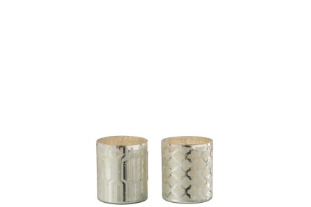 Set 2 suporturi lumanari, Sticla, Argintiu, 8x8x9.5 [1]