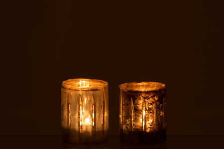 Set 2 suporturi lumanari, Sticla, Argintiu, 9x9x11.5 [3]