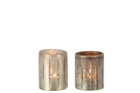 Set 2 suporturi lumanari, Sticla, Argintiu, 9x9x11.5 [2]