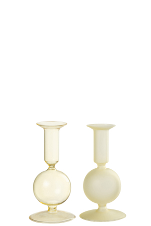 Set 2 suporturi lumanari, Sticla, Galben, 8x8x15 [1]