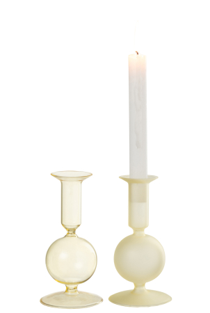 Set 2 suporturi lumanari, Sticla, Galben, 8x8x15 [2]