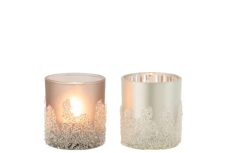 Set 2 suporturi lumanari, Sticla, Gri, 7x7x8 [1]