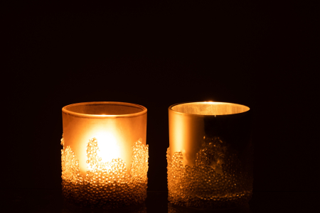 Set 2 suporturi lumanari, Sticla, Gri, 7x7x8 [2]