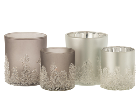 Set 2 suporturi lumanari, Sticla, Gri, 9x9x10 [3]