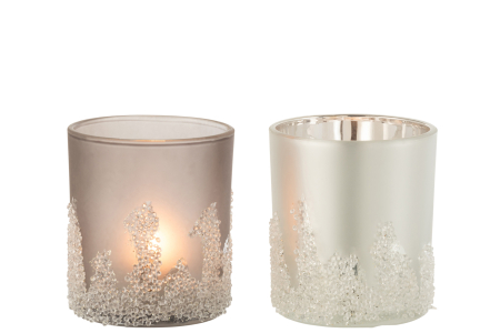 Set 2 suporturi lumanari, Sticla, Gri, 9x9x10 [1]