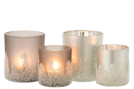 Set 2 suporturi lumanari, Sticla, Gri, 9x9x10 [4]