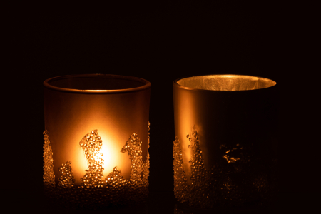 Set 2 suporturi lumanari, Sticla, Gri, 9x9x10 [2]