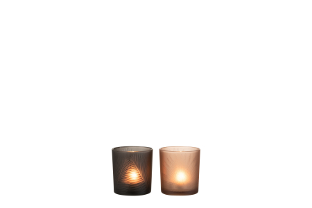Set 2 suporturi lumanari, Sticla, Maro, 7.3x7.3x8 [1]