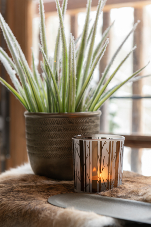 SALE % - Set 2 suporturi lumanari, Sticla, Maro, 7x7x8