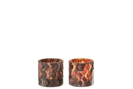 Set 2 suporturi lumanari, Sticla, Maro, 8.5x8.5x8 [2]