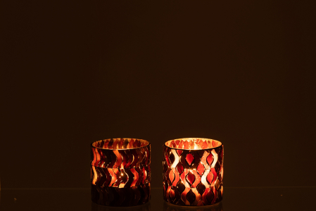 Set 2 suporturi lumanari, Sticla, Maro, 8.5x8.5x8 [2]