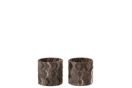 Set 2 suporturi lumanari, Sticla, Maro, 8.5x8.5x8 [1]