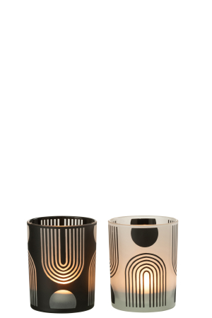 Set 2 suporturi lumanari, Sticla, Multicolor, 10x10x12.5 [2]