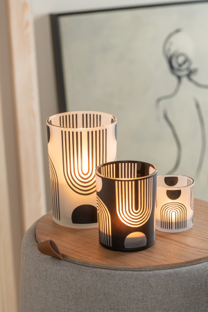 SALE % - Set 2 suporturi lumanari, Sticla, Multicolor, 10x10x12.5