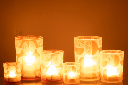 Set 2 suporturi lumanari, Sticla, Multicolor, 12x12x18 [6]