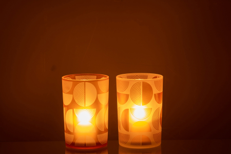 Set 2 suporturi lumanari, Sticla, Multicolor, 12x12x18 [3]